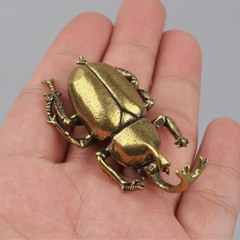 HORNED BEETLE   Brass Ornament