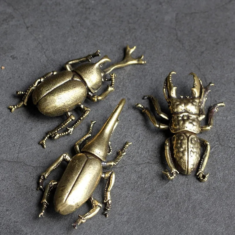 HORNED BEETLE   Brass Ornament