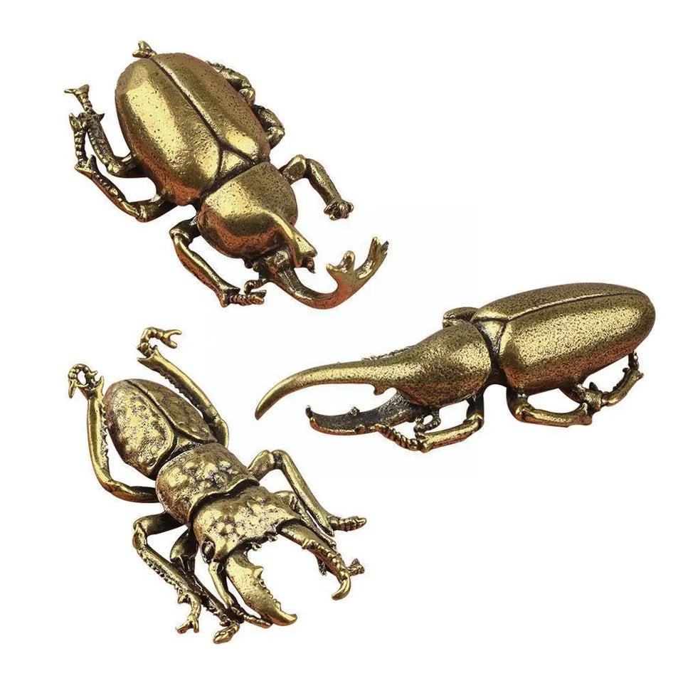 HORNED BEETLE   Brass Ornament