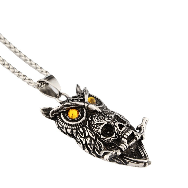 MORS NOCTUA New Punk Gothic Owl & Skull Pendant