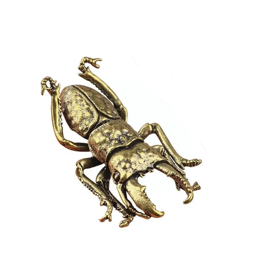 HORNED BEETLE   Brass Ornament