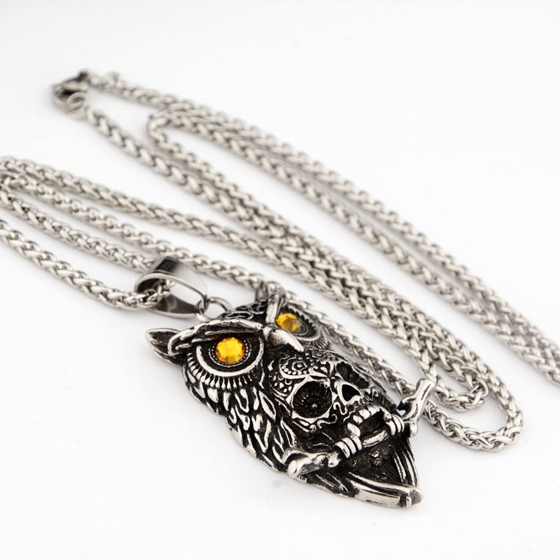 MORS NOCTUA New Punk Gothic Owl & Skull Pendant