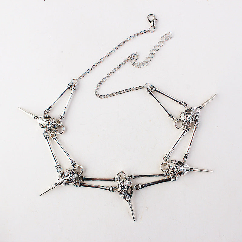 POE MORS Gothic Bird Skull Necklace