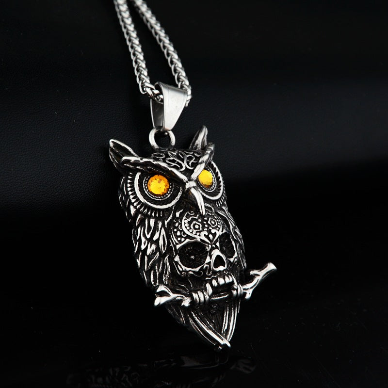 MORS NOCTUA New Punk Gothic Owl & Skull Pendant