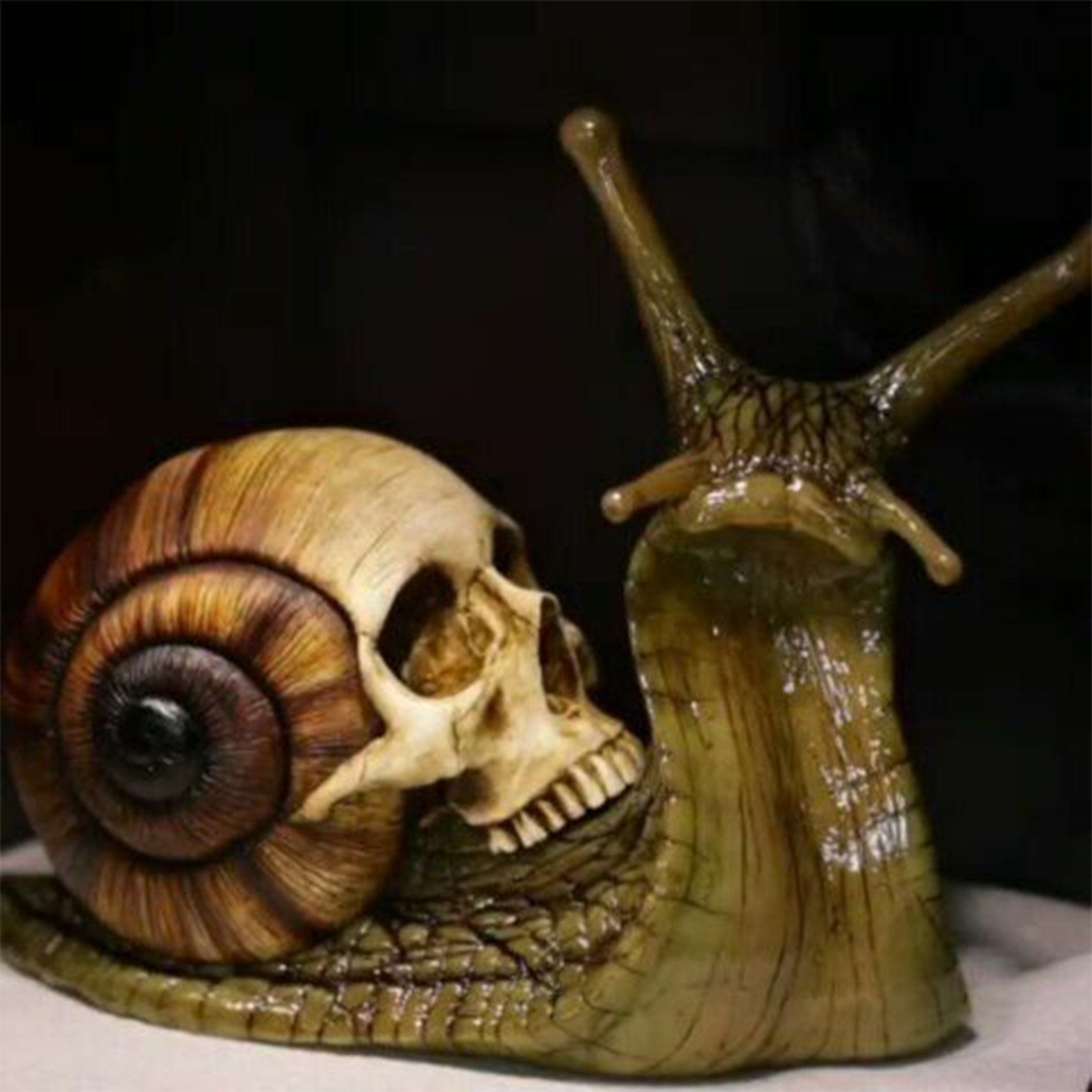 SNUGLUS Snail & Skull  Spooky Garden Figurine