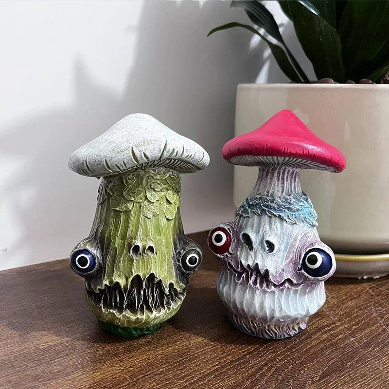 Miniature Spooky Mushroom Garden Sculpture