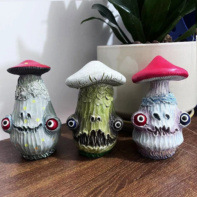 Miniature Spooky Mushroom Garden Sculpture