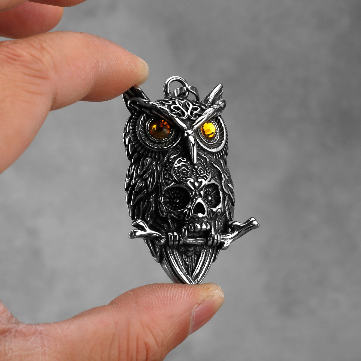 MORS NOCTUA New Punk Gothic Owl & Skull Pendant